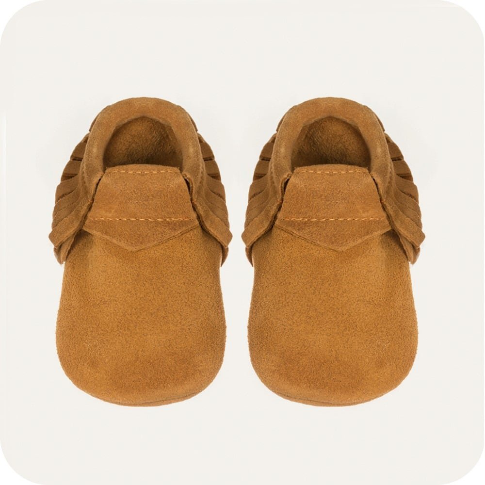 Pantofole Mocassino baby in camoscio "Cammello"