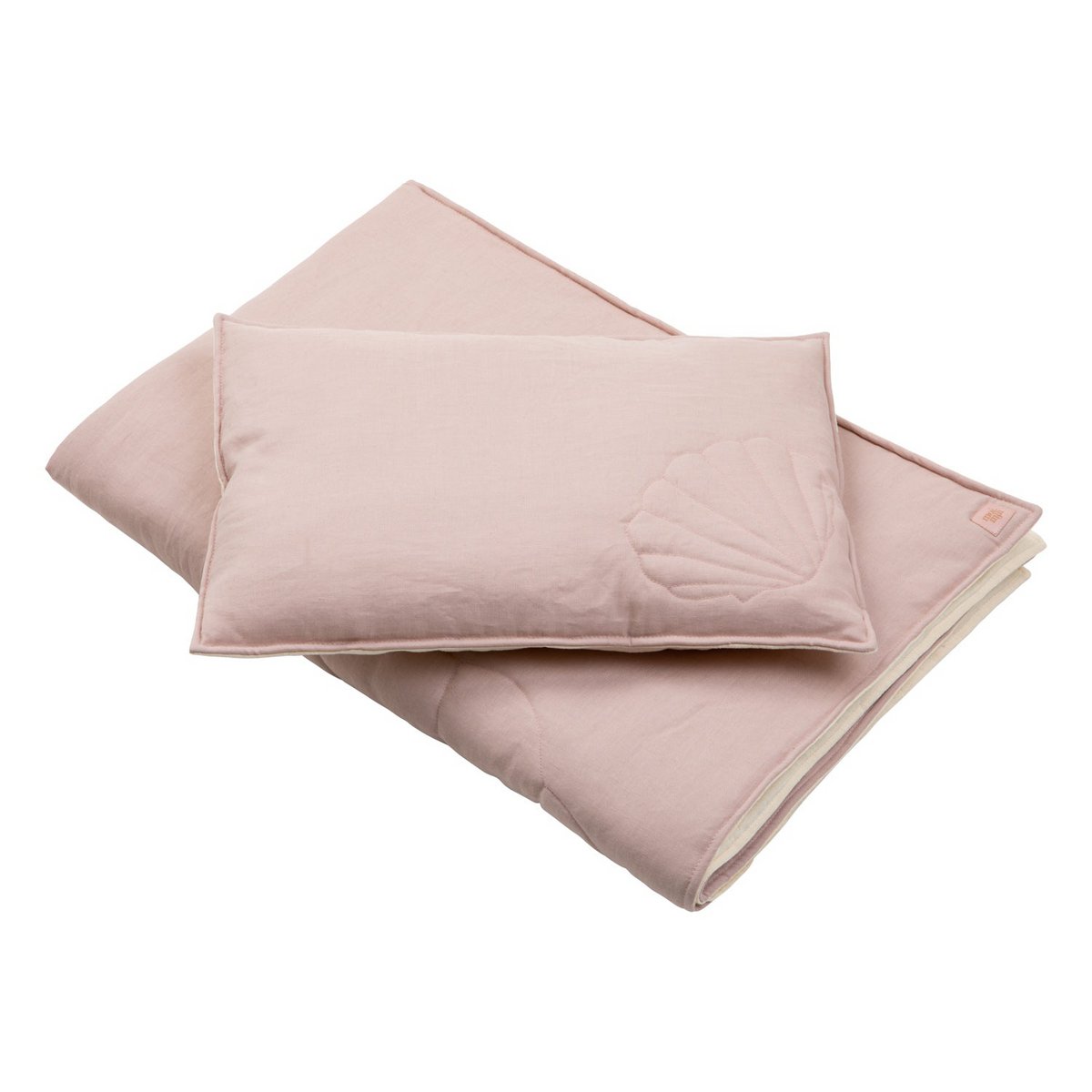 Set Copertina in lino "Conchiglia Rosa cipria" 90x135