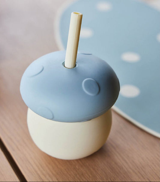 Tazza in Silicone con Cannuccia "Fungo Azzurro"