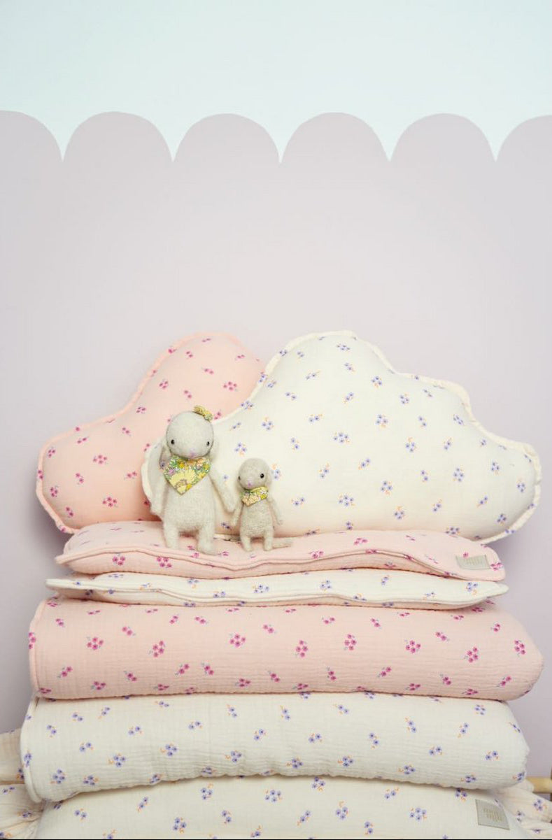 Set Copertina in mussola "Non ti scordar di me viola" 95x65