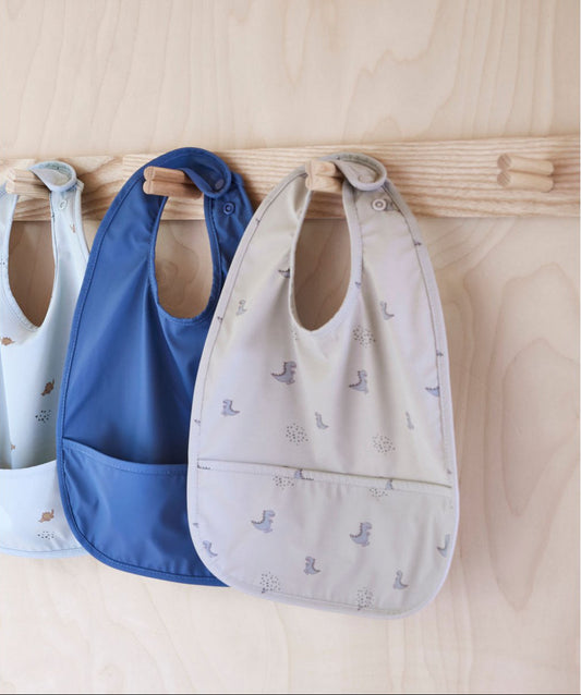 Set Bavaglino "Dino" - Beige e Blu