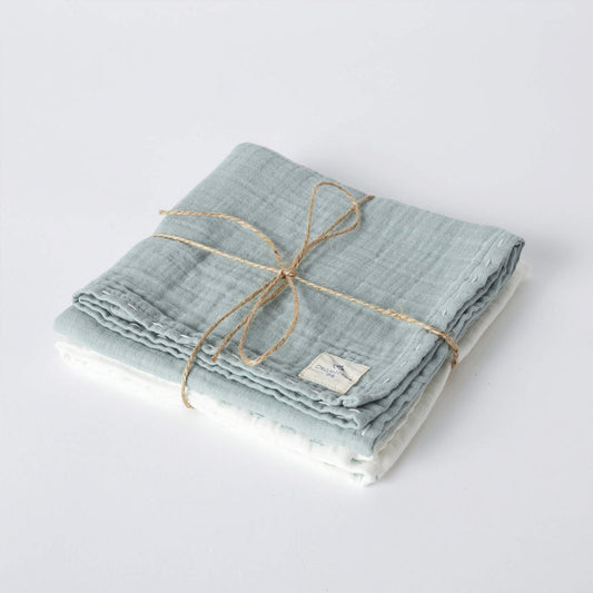 Set Mussole in Cotone Organico "Azzurro Polvere"