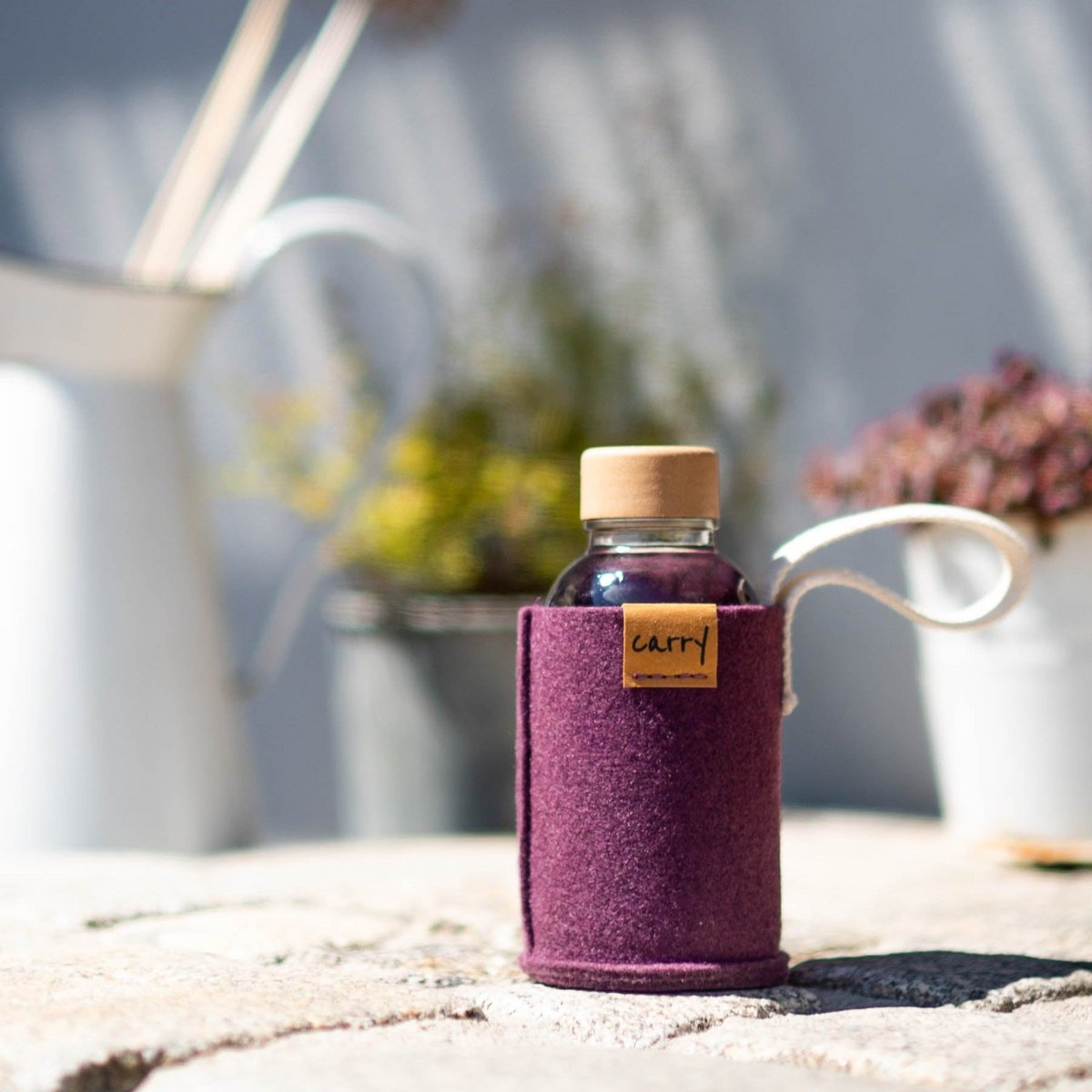 Portaborraccia "Malva"  in Feltro Riciclato per Borraccia in Vetro  0,4 l