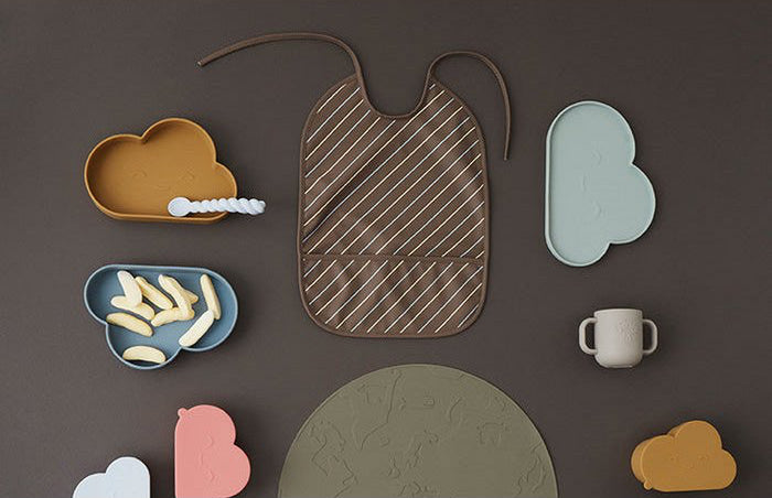 Set Piatto e Ciotola "Nuvoletta" - Azzurro Polvere e Marrone