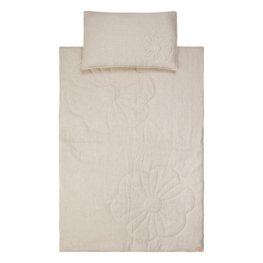 Set Copertina in lino "Fiore Sabbia" 90x135