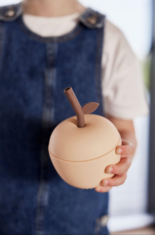 Tazza in Silicone con Cannuccia "Mela Gialla"