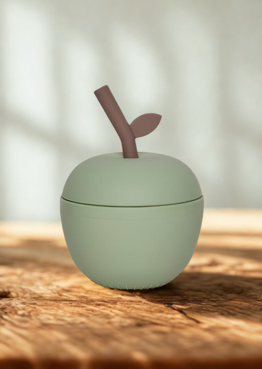 Tazza in Silicone con Cannuccia "Mela Verde"